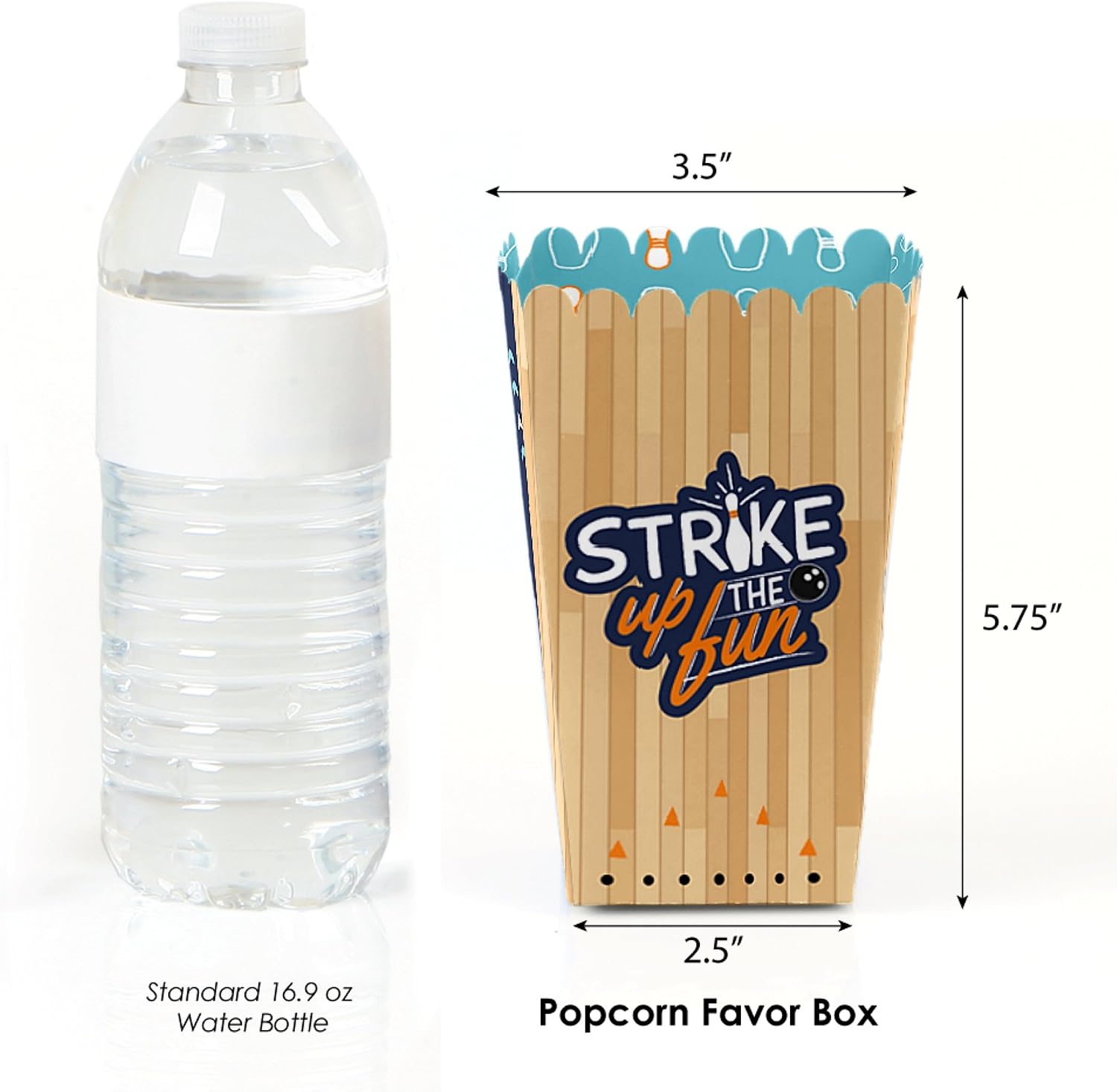 Strike Up the Fun - Bowling Popcorn Boxes - Birthday Treat Boxes - 12 Ct