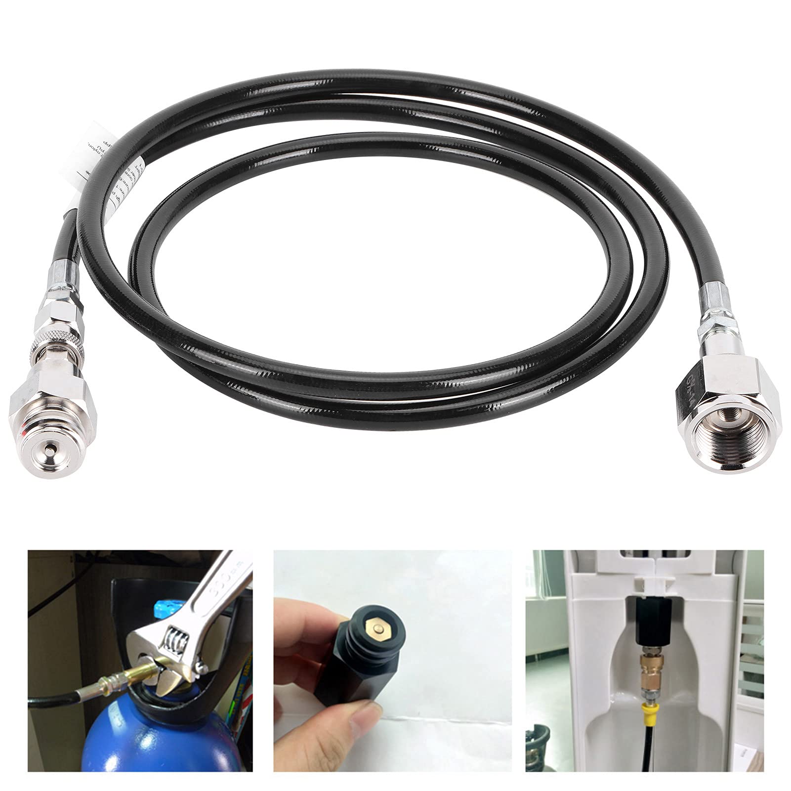 Uniwersalny adapter węża zewnętrznego CO2 ze stali nierdzewnej G5/8-14 1,5 m adapter do maszyny sodowej wąż podłącz urządzenie do sody do dużego zbiornika Co2 bezpośrednio 17000 psi