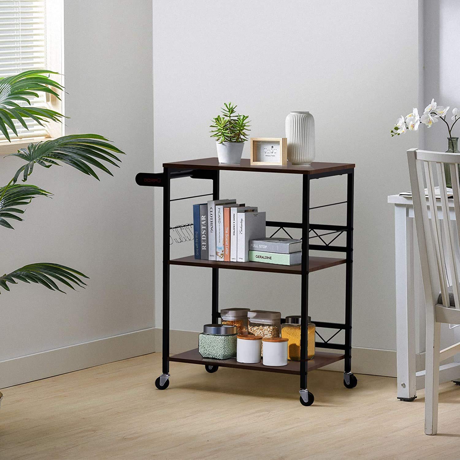 INDIAN DECOR. 45248 Bar Cart, 3-Tier Sturdy Kitchen Cart with Wheels Durable Microwave Cart for Dinners and Barbecues and Kitchen Storage 2