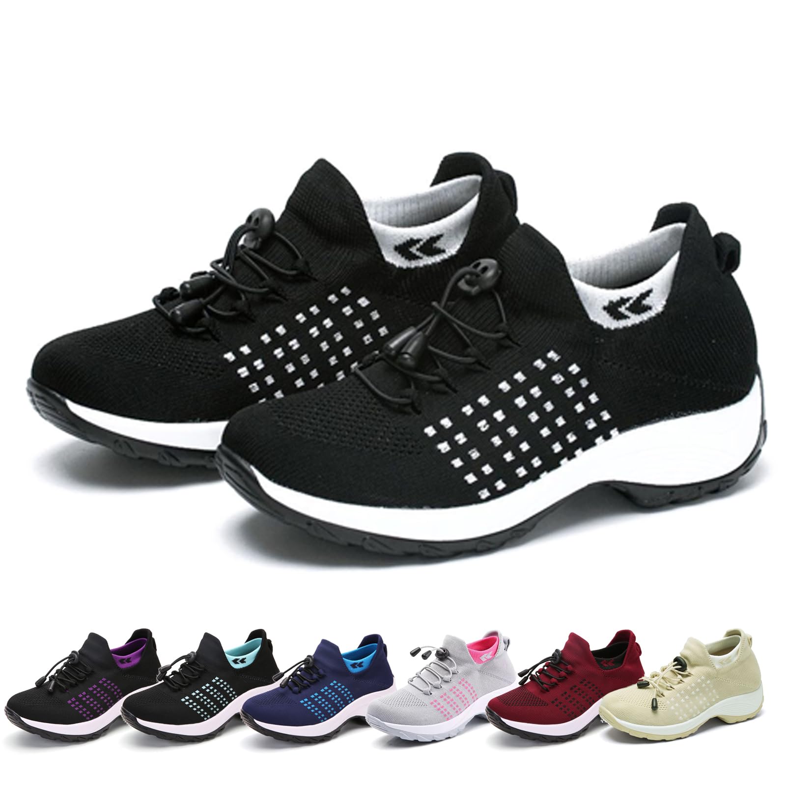 Scarpe Ortopediche Donna In Memory Foam, Slip-on Traspiranti Con Lacci Elastici, Suola Ammortizzata - 2