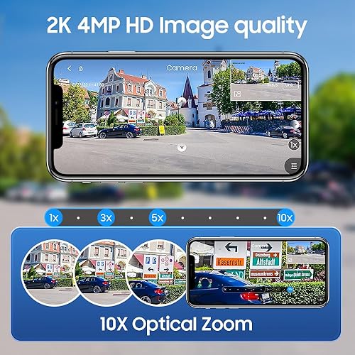Miniatura 4 de Cámara de seguridad de 4MP para exteriores, zoom óptico 10X, cámara inalámbrica Wifi de doble lente, sistema de cámara de seguridad de 360