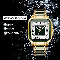 Vista 9 de Diella Reloj de pulsera rectangular para hombre, relojes automáticos de cuerda automática para hombre con jade y reloj de acero inoxidable, reloj