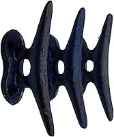 Vista 3 de Wowser Ganchos de pared de hierro fundido azul náutico, 3.5 pulgadas, juego de 3
