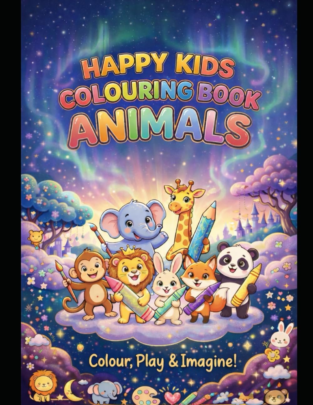 HAPPY KIDS COLOURING BOOK ANIMALS: color ,Play & Image