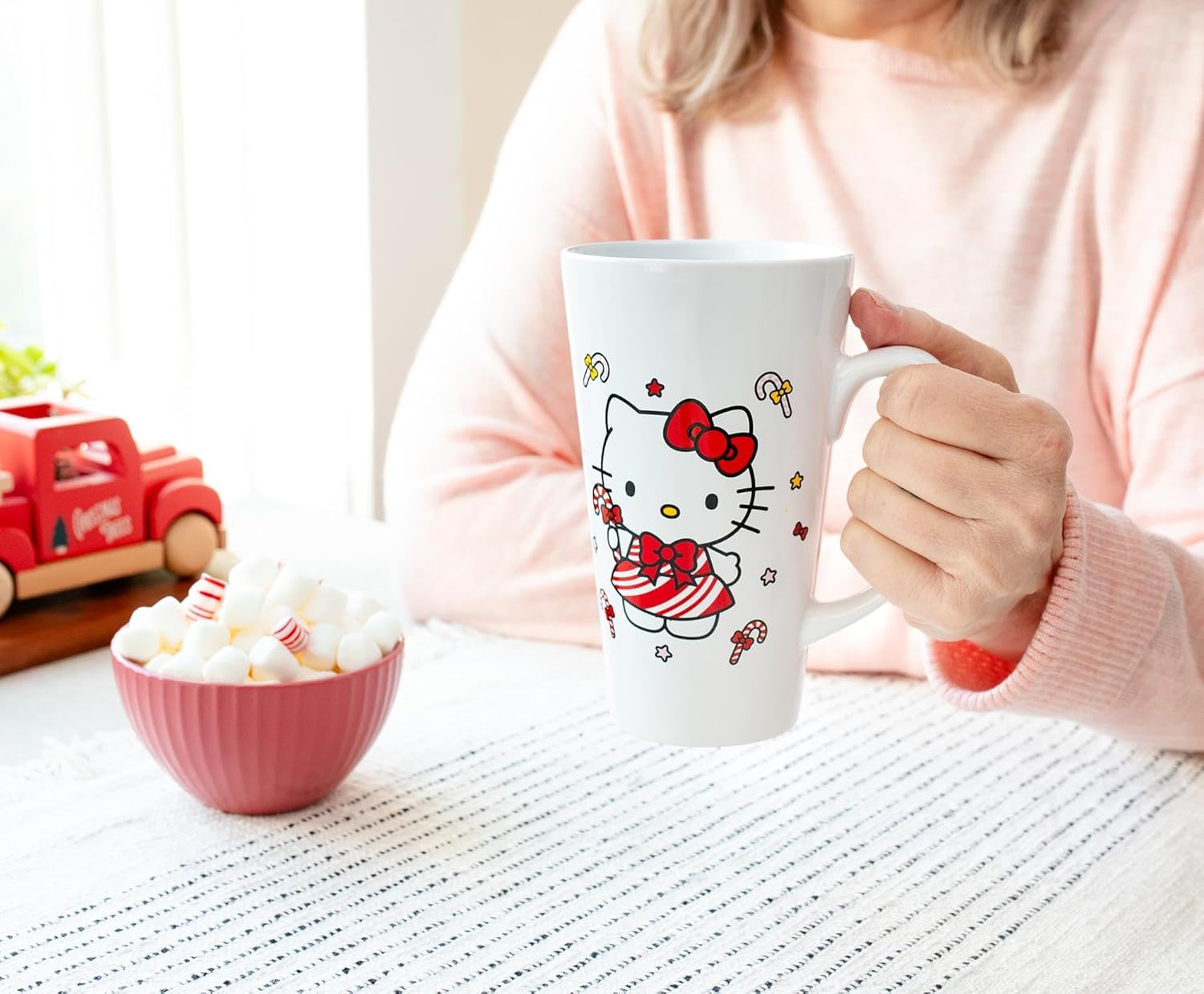 Silver Buffalo Sanrio Hello Kitty Candy Cane Ceramic Latte Mug, 16 Ounces - Image 6