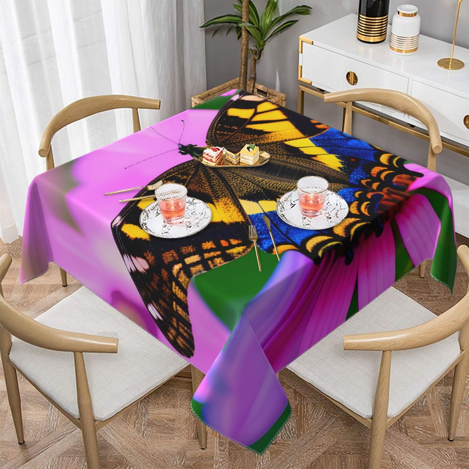 Nappe carrée à imprimé floral lavable pour protéger et décorer la table