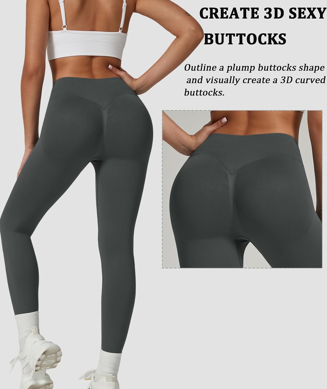 Women's Sports Leggings High Waist Opaque Belly Control Elastic Soft Seamless Anti-Cellulite Push Up Booty Leggings Yoga Pilates Fitness Jogging Leisure image 3