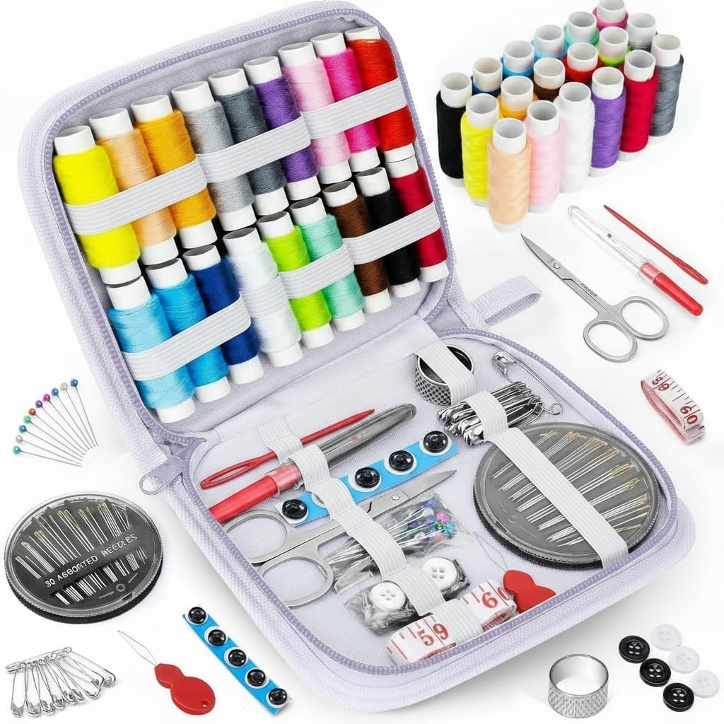MIXCOOL Sewing Kit for Adults, Beginners, Needle and Thread Kit, Portable Sewing Supplies, Contains Thread, Scissor, Needles, Measuring Tape
