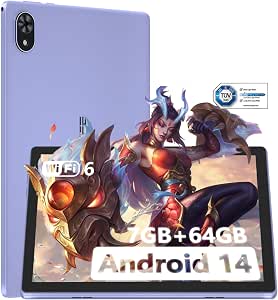 DOOGEE U9 Tablet 10 Pulgadas, 7GB RAM+ 64GB ROM(1TB TF), Android 14 Tablet WiFi 6, Tablet para Niños con 5060mAh, Tableta de 1280x800 HD, Dual Camera TÜV Certificación & 3.5mm & OTG, Púrpura