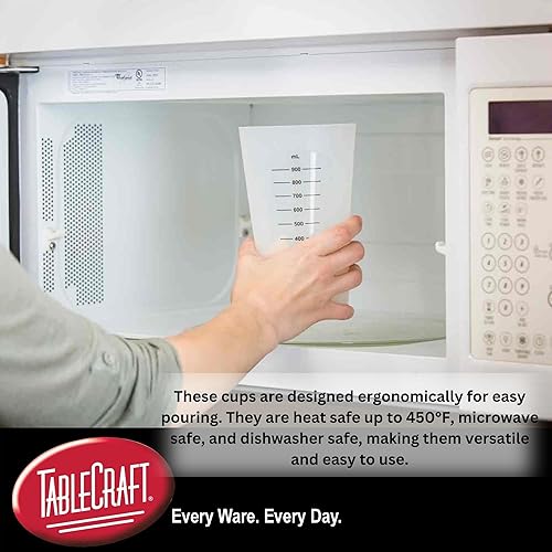Miniatura 4 de Tablecraft Vasos medidores flexibles, silicona, juego de 3, incluye 1, 2 y 4 tazas, color blanco