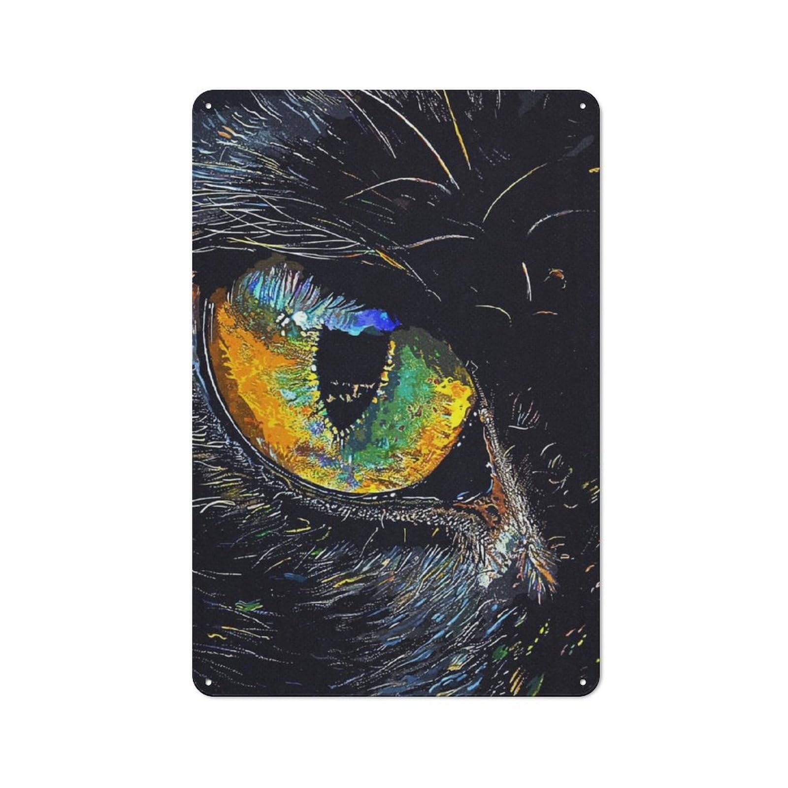Junmoney Eyes Animals 30X20cm Rustic Metal Sign With For Hobby Room Or Studio, Metal Sign Decor For Hobby Rooms And Studios