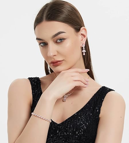 Miniatura 3 de UDYLGOON Juego de aretes de boda, collar, pulsera, joyería para mujer, dama de honor, fiesta, baile de graduación