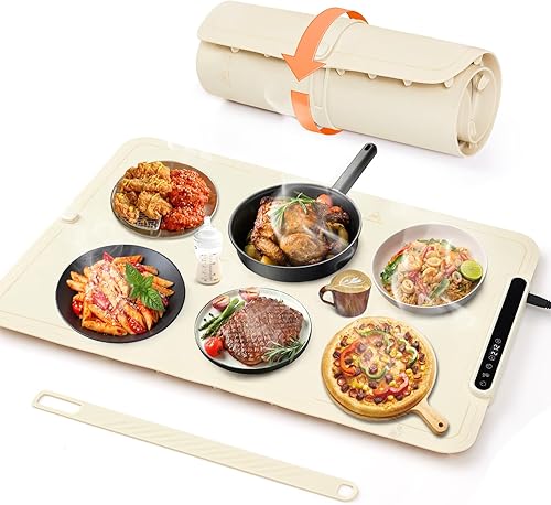 Miniatura 11 de Tapete de calentamiento para alimentos extra grande: bandejas eléctricas de calentamiento de 24 x 16 pulgadas para fiestas de bufets, calentadores