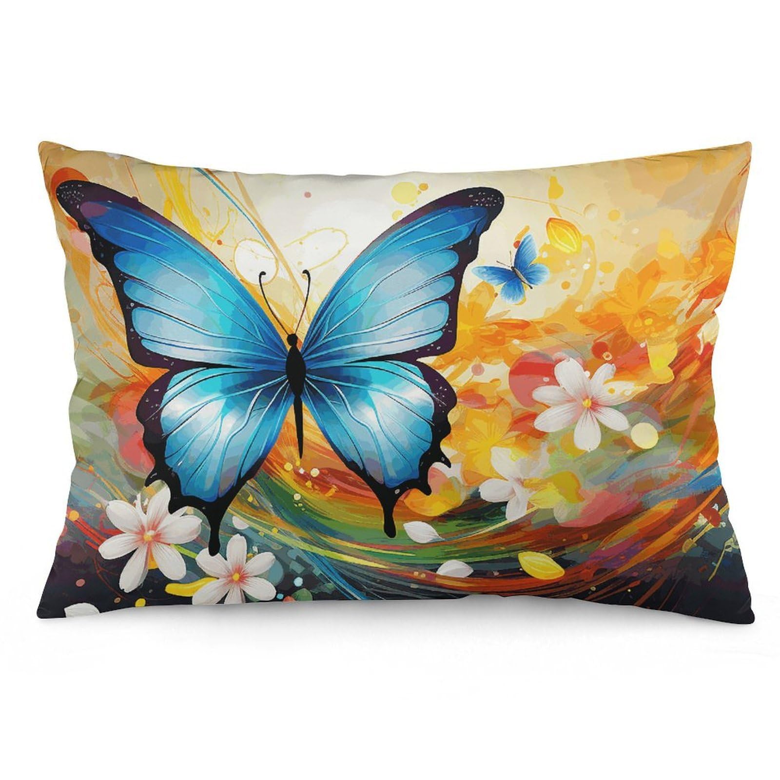 2 Pack Pillow Cases for Hair and Skin, Soft Breathable Pillow Case Covers with Hidden Zipper, Colorful with Butterfly Pillowcase 16 "x24 Pillow Covers for Sleeping Gift