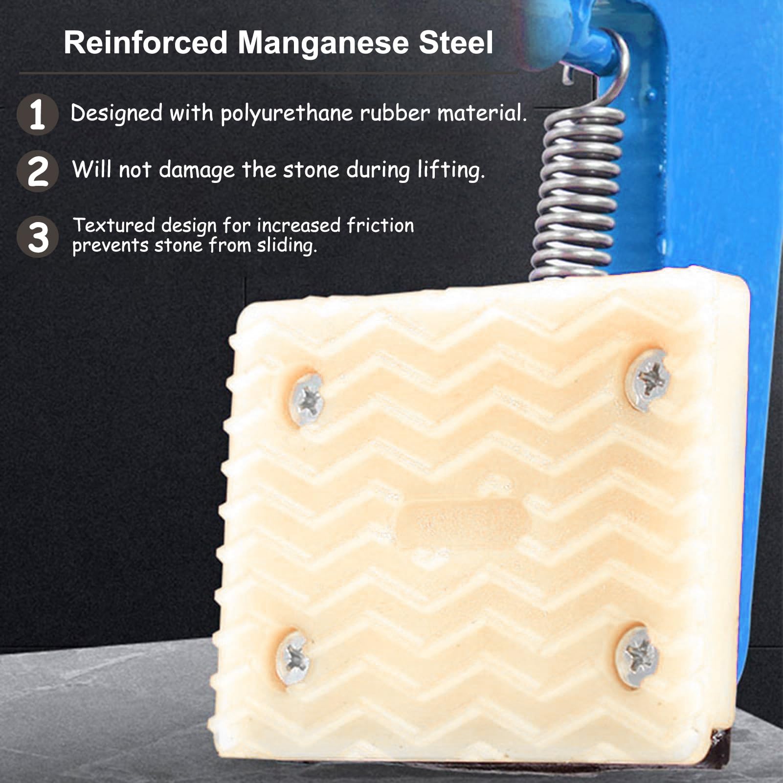 Morsetto di sollevamento resistente per pavimentazione in pietra e piastre in acciaio, capacità di carico 599,6 kg con mandrino in gomma, design a forbice per una manipolazione sicura di rocce e