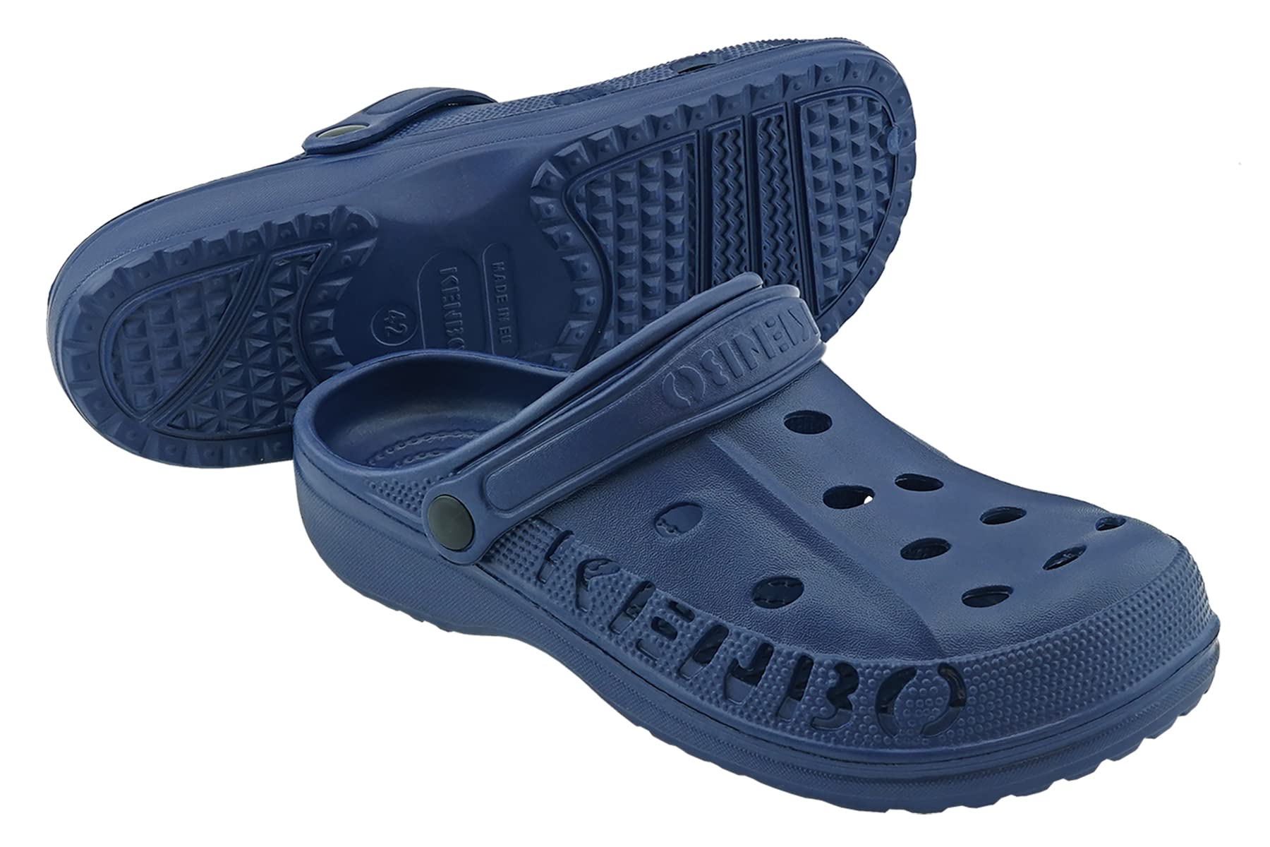 KENBO Clogs Damen Herren Gartenschuhe Badeschuhe Pantoletten Hausschuh Freizeit Praxis Gr.36-49 (Navy, EU Schuhgrößensystem, Erwachsene, Numerisch, M, 36)