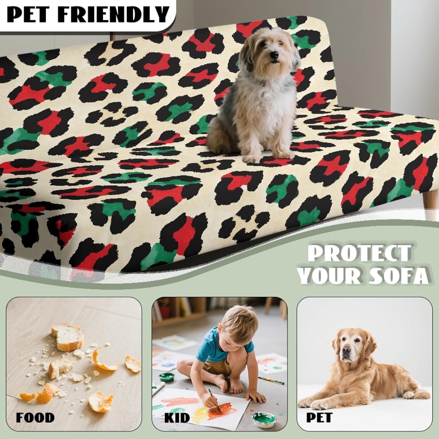 Leopard Print Stretch Futon Cover Washable Couch Slipcover Dustproof Sofa Cover Aesthetic Furniture Protector Living Room Home Decor
