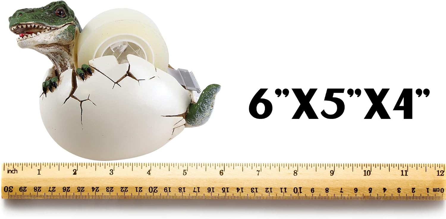 Needzo Hatching Dinosaur Egg Tape Dispenser, Desk Accessories as Gifts for Homeschool and Offices, 6 Inches