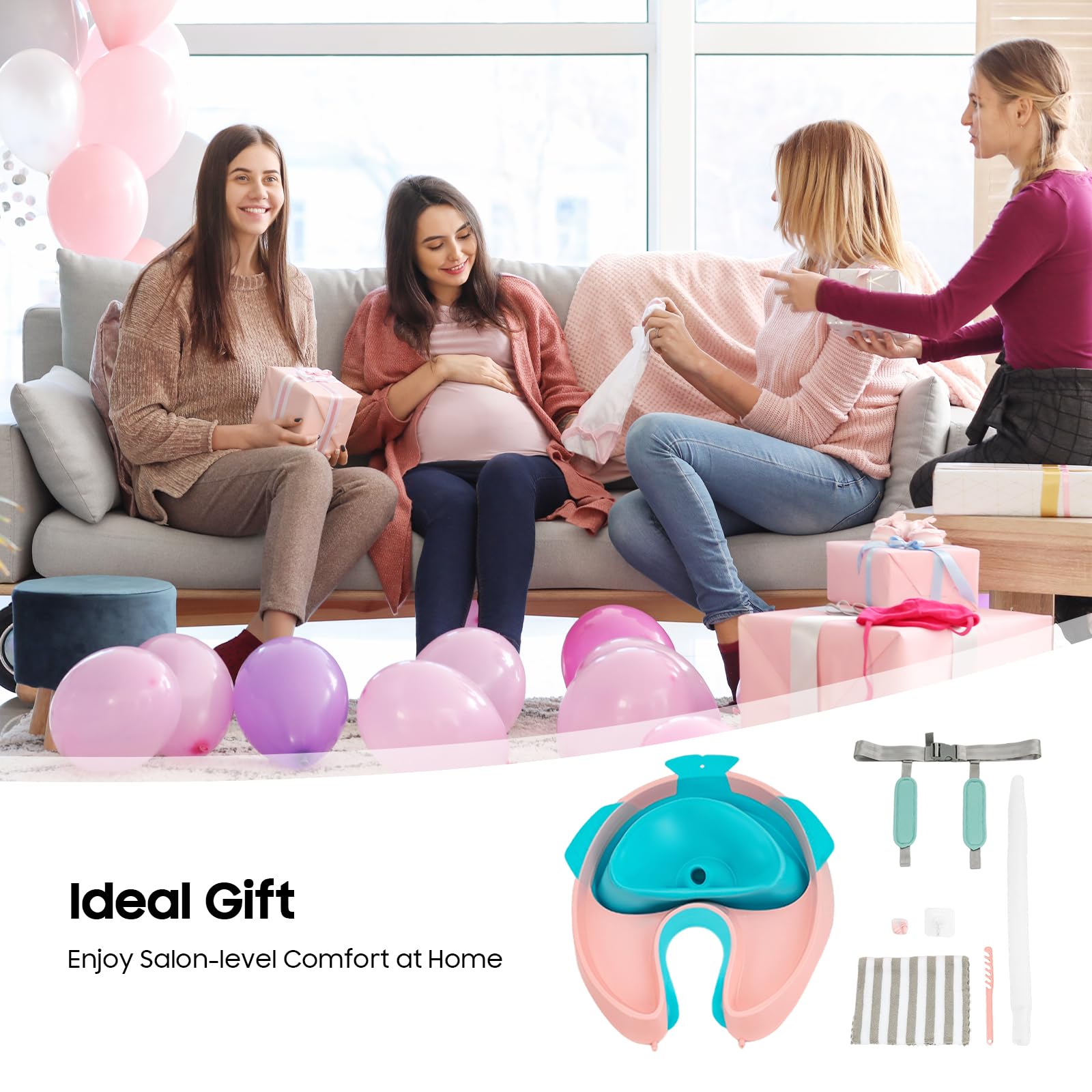 Lavabo portátil para cama, cuidado, plegable, con desagüe, lavabo móvil para postrados en cama, personas mayores y embarazadas, manguera de 60-150 cm