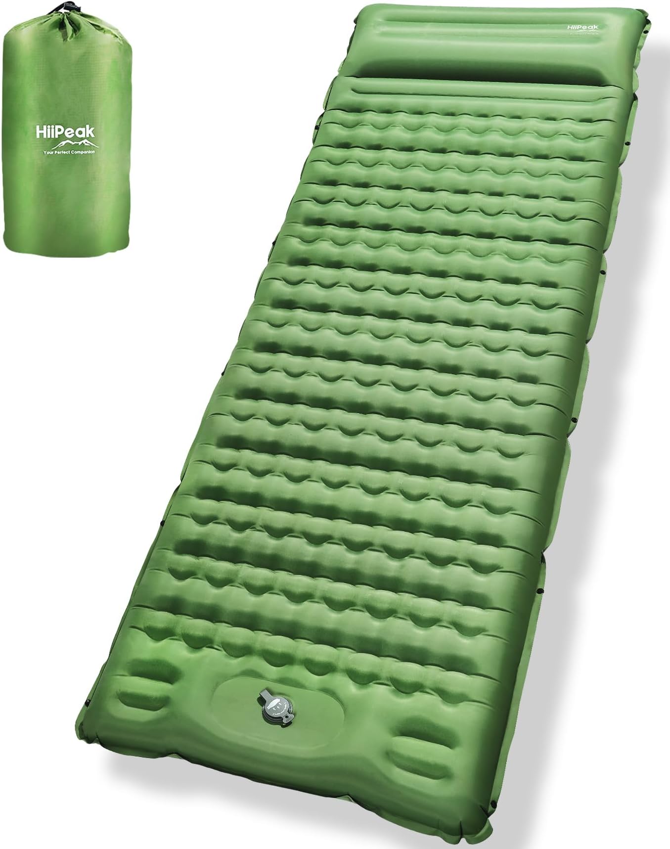 HiiPeak Sleeping Pad - Ultralight Inflatable Airbed Sleeping Mat with Built-in Foot Pump, Durable Compact Waterproof Camping Air Mattress for Camping, Backpacking, Hiking, Tent Trap Traveling (Green)