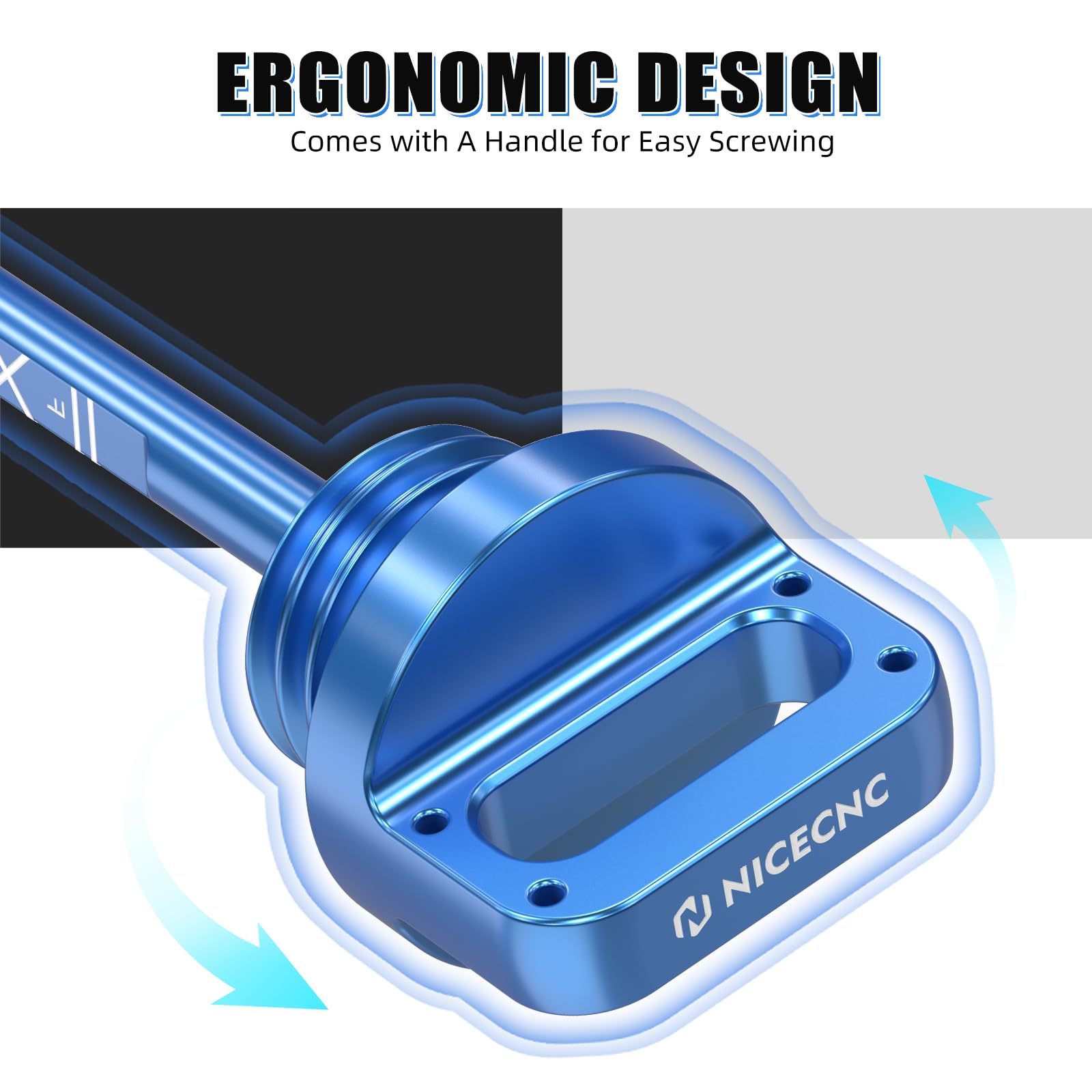 NICECNC Jauge d'huile moteur bleue T6 en aluminium Compatible with Raptor 700 YFM700 YFZ 450 2004-2009, 2012-2013, remplacement pour 5LP-21761-00-00 5LP-21761-00-00 Voir montage