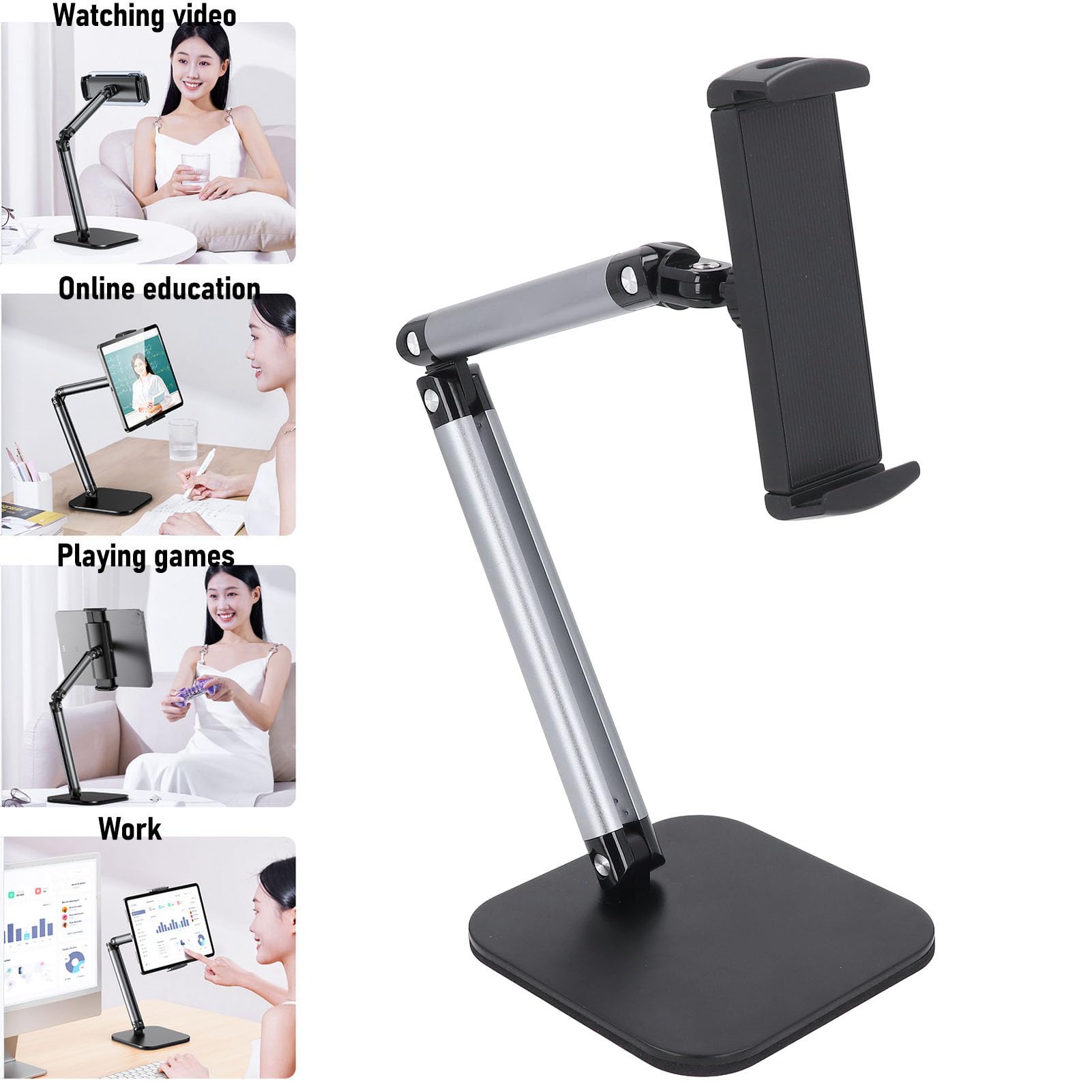 Supporto per Cellulare Compatibile con Telefoni e Tablet con Display da 4,7 a 12,9 Pollici, Supporto per Telefono Pieghevole con Rotazione a 360 Gradi, Altezza Regolabile, per Ufficio,