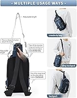 Vista 35 de Mochila cruzada pequeña negra para hombre y mujer, H-Negro, S, Moda