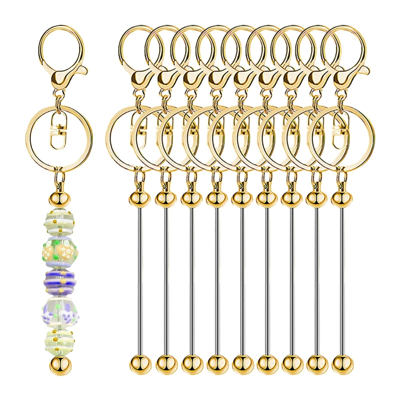 9/18/30 Stück Schlüsselanhänger-Rohlinge aus Metall for Perlen, Anhänger, Schmuck, Charms, DIY-Handwerk, Schlüsselanhänger, Valentinstagsgeschenk(Golden,18PCS)