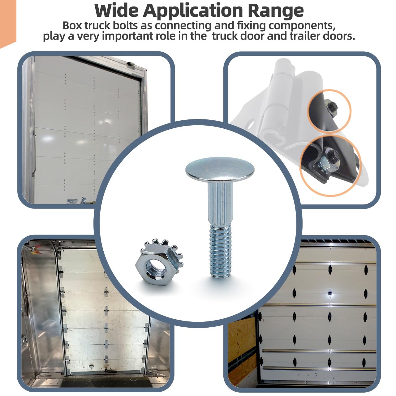 50 Pack 1 1/4" Carriage Bolt & Nut Kit for Overhead Todco Whiting Door Hinge Morgan Supreme Box Truck Trailer Roll Up Door Repair Parts Bolts