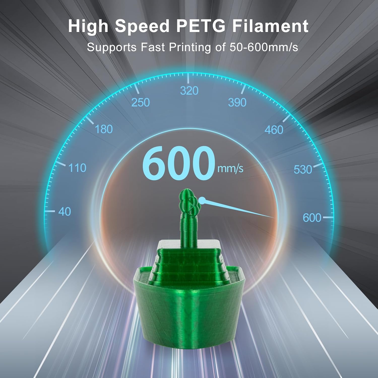 IEMAI Transparent PETG Filament 1.75mm 1kg, Crystal Clear Green 3D Printer Filament Up to 600mm/s Printing, Tough & Durable for Lampshade, Creative DIY & Home Decor