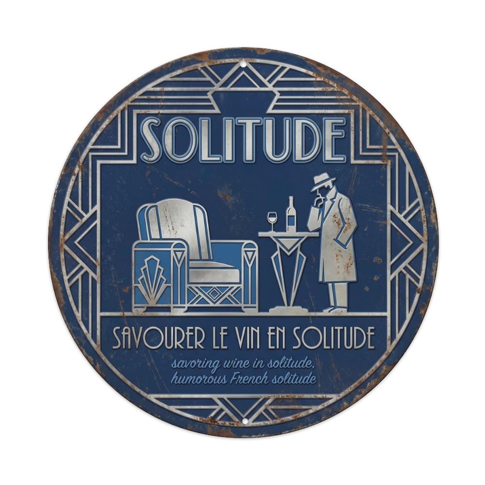 Solitude Humorous Lounge Solitude Vintage Metal Tin Sign Plaque Wall Decor for Cafe, Club Bar, Office, Garden Metal Poster 8x8Inch