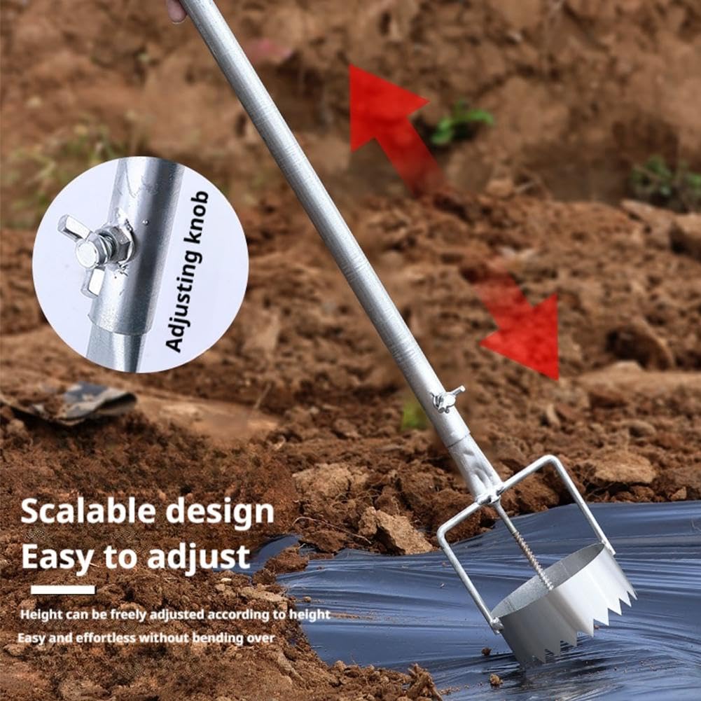 Foratrice per bulbi e pacciamatura, in acciaio inox, regolabile, strumento per la rimozione delle zolle, per piantare serre, cura del prato e lavori in giardino