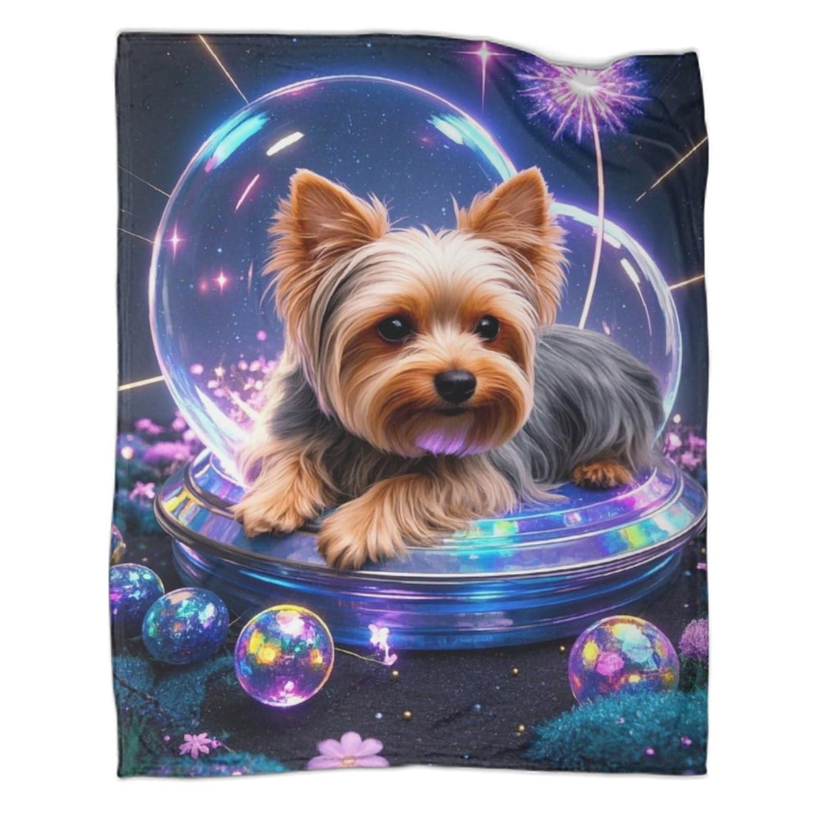 Couverture en microfibre douce Yorkshire Terrier de lit premium 200x230cm