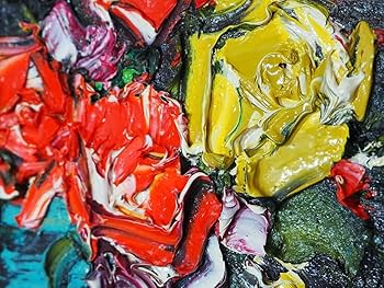 Amazon.co.jp: 村上肥出夫 絵画 ≪薔薇≫ 超極厚塗り油彩画 色彩