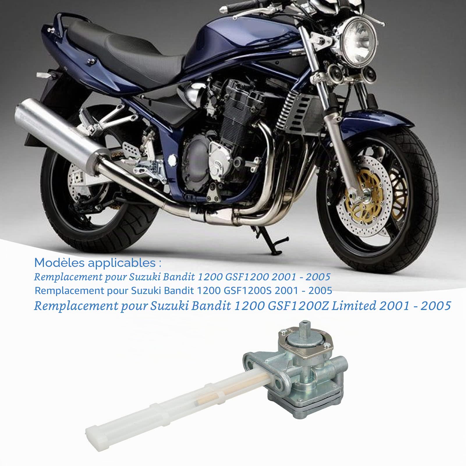 Robinet D'essence, Robinet D'arrêt de Carburant 44300 32F10 Remplacement pour Bandit 1200 GSF1200 2001-2005, Système de carburant