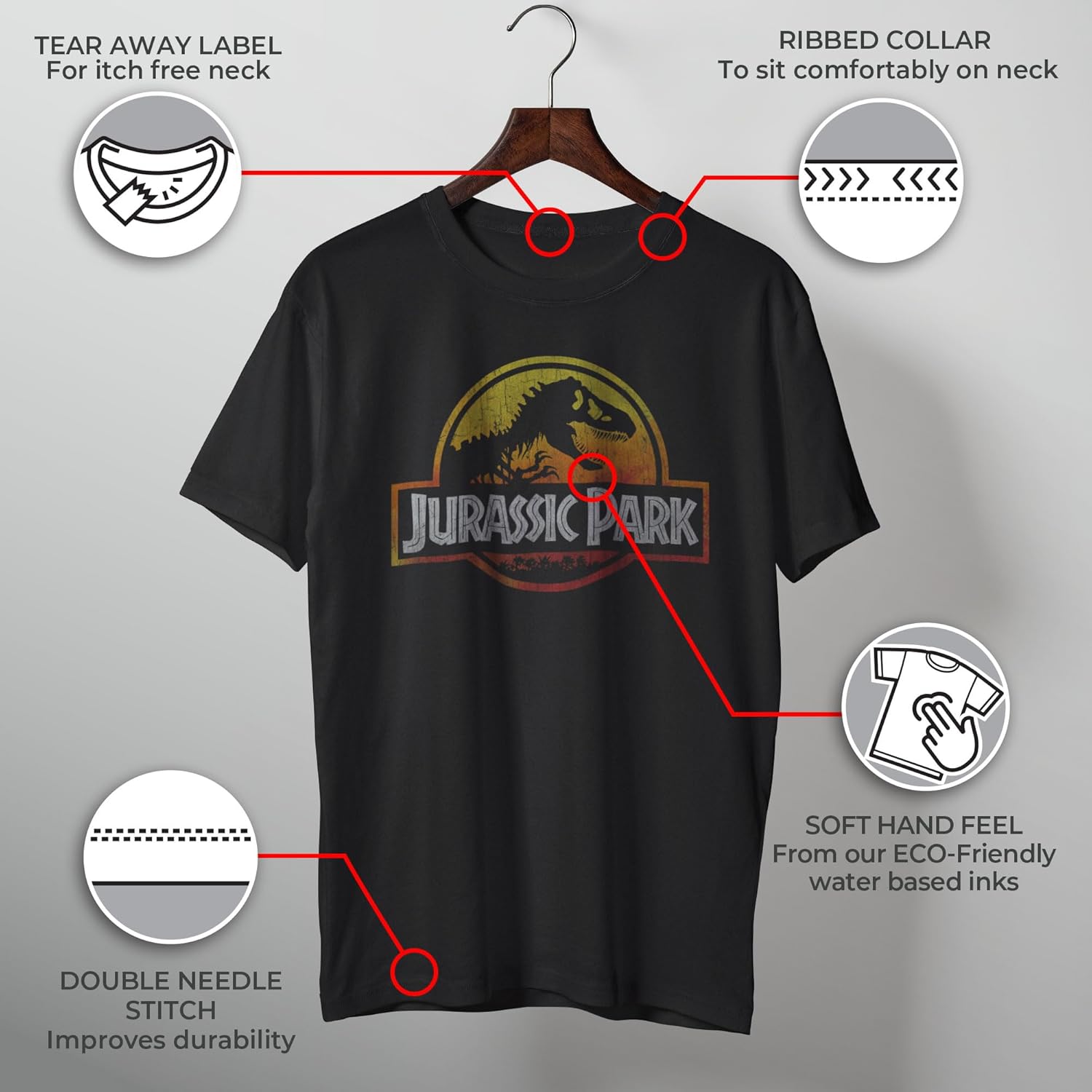 Men's Jurassic Park Firey Logo T-Shirt - Image 3