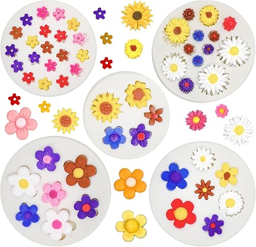 Miniatura 11 de 5 moldes de silicona de flores, mini moldes de silicona de chocolate para hornear moldes de hojas para decoración de pasteles, arcilla, gris (Grey