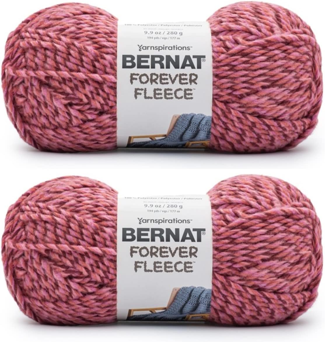 Bernat Forever Fleece Rumpus Red Yarn 2 Pack of 280g/9