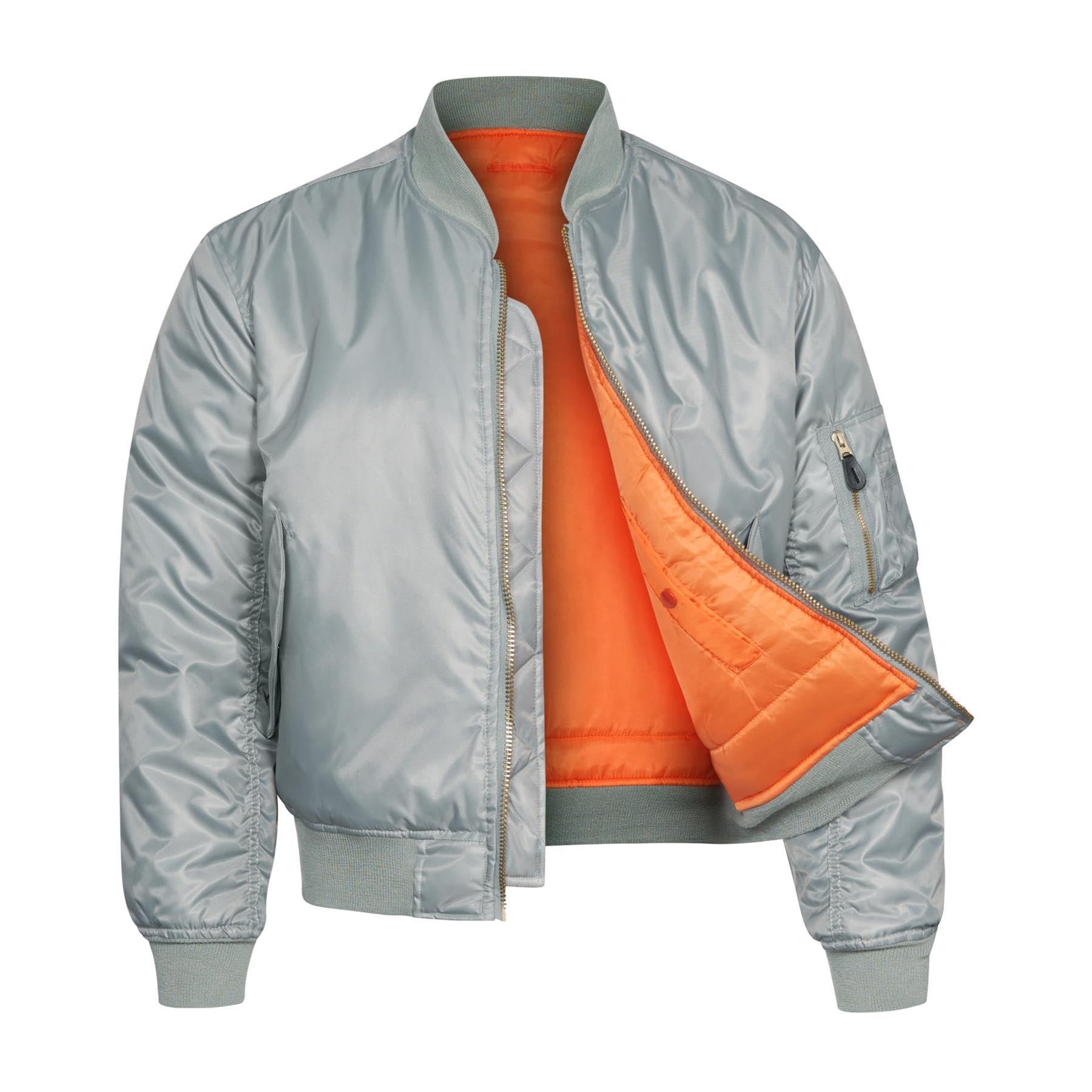 Vintika Unisex Grey Bomber Jacket Ma1 Classic Us Air Force Pilot Flight Military Style Nylon Padded Coat - Xxs