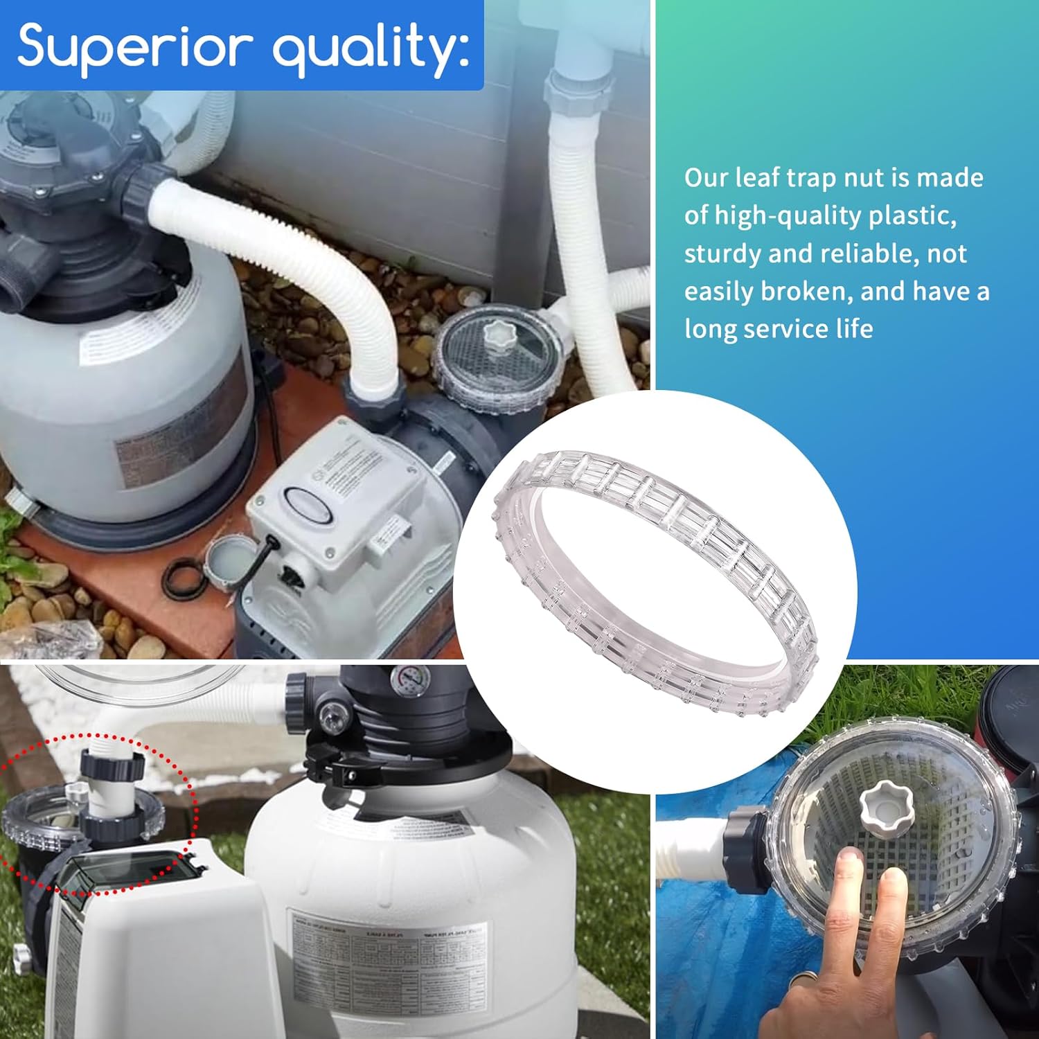 1Pcs Replacement Leaf Trap Nut (5.86" ID,7" OD) Compatible with Intex SF70110-2 Swimming Pool Sand Filter Pump(Only)