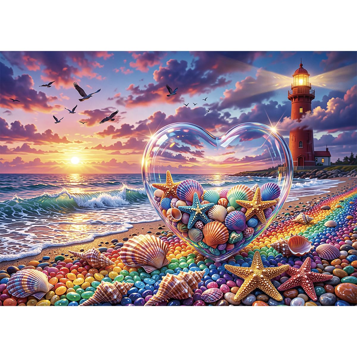 HUADADA Jigsaw Puzzles for Adults 1000-Seashells in the Sunset Glow — image 1
