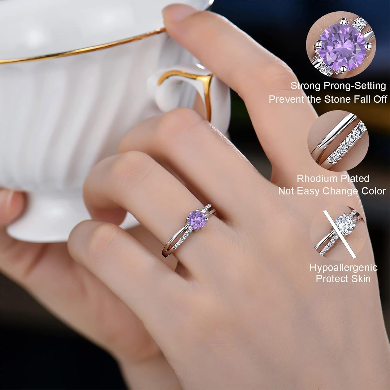 Infinity Promise Ring for Her 925 Sterling Silver Birthstone Engagement Ring Wedding Eternity Anniversary Statement Ring for Women - Image 6