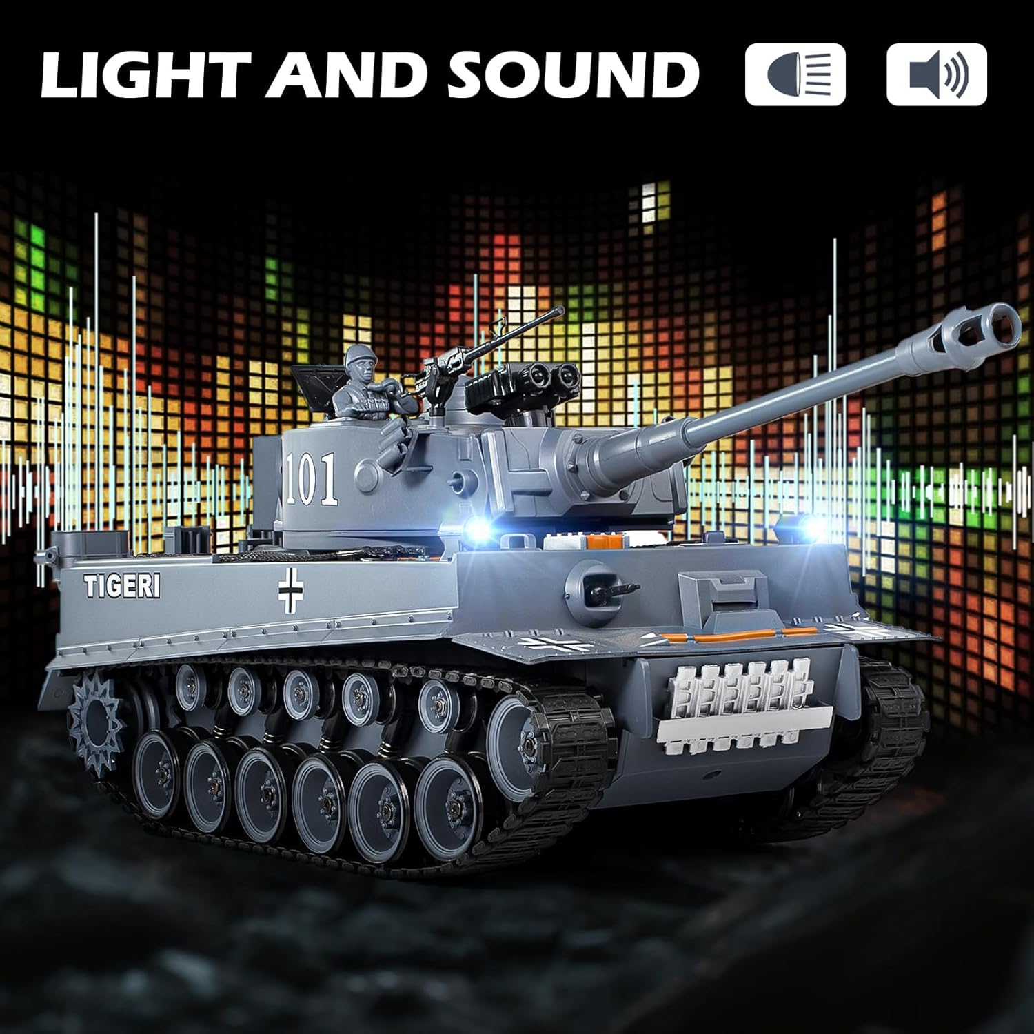 Supdex 1:18 RC Tank That Shoot BBS, 2.4G WW2 German Tiger I Remote Control Tank Model Toys, Army Toy with Smoke, Lights, Sound and Recoil,Military RC Vehicle for Adults and Kids 6+ Year Old