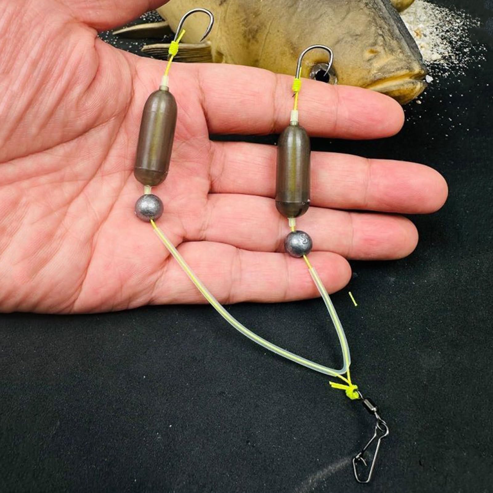 Montajes de fondo para pesca en el mar,Montajes para perca en el mar y el río | Flotadores cebo doble anzuelo invertido anti-enganche para río Muelle Pesca Costera Perca
