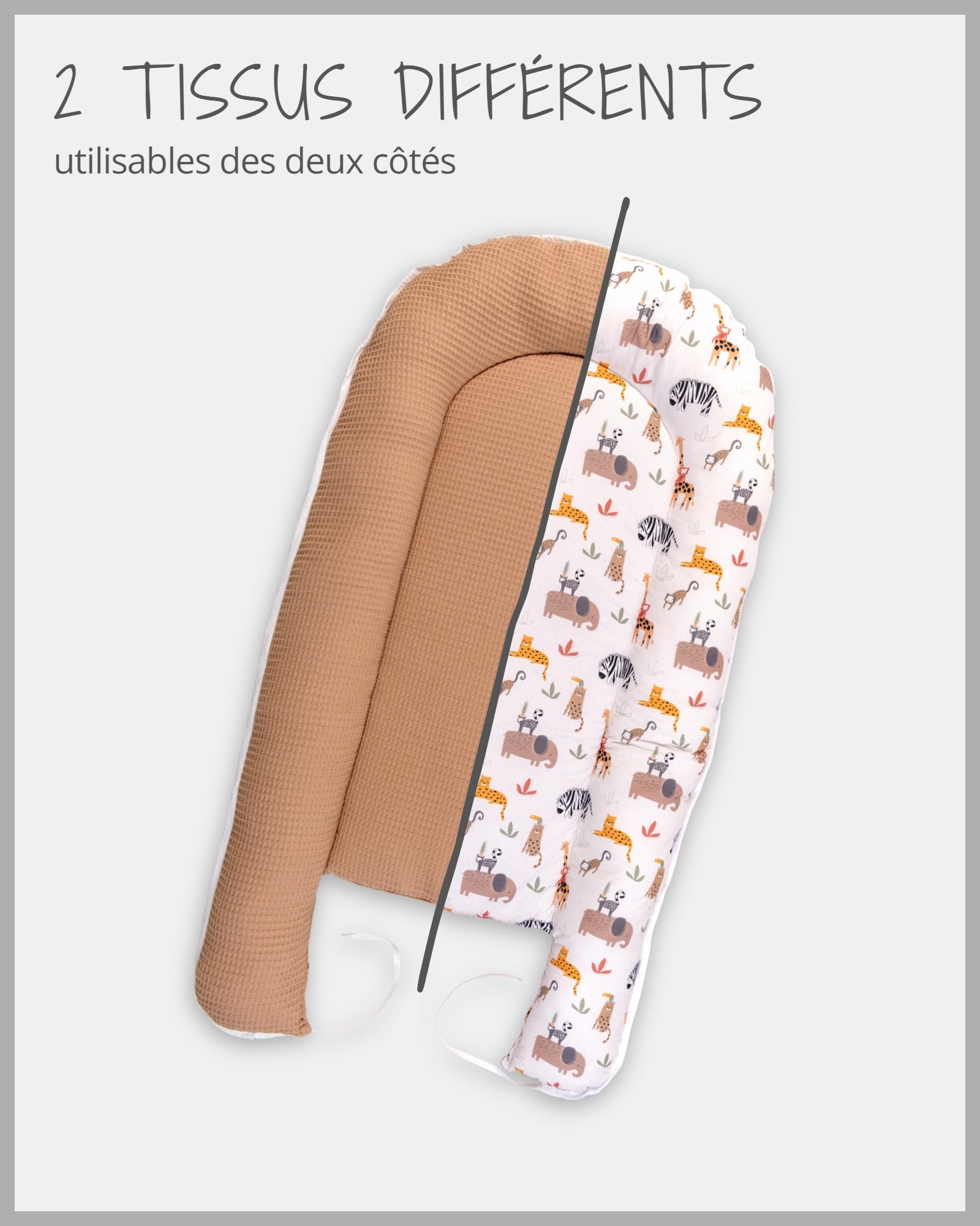 Réducteur lit bébé ULLENBOOM Sable Savane - 95x55 cm - Nid d’ange bébé Öko-Tex et fabriqué dans l'UE - motif baleines bleues – en coton douillet, convient comme lit de voyage ou cale bébé