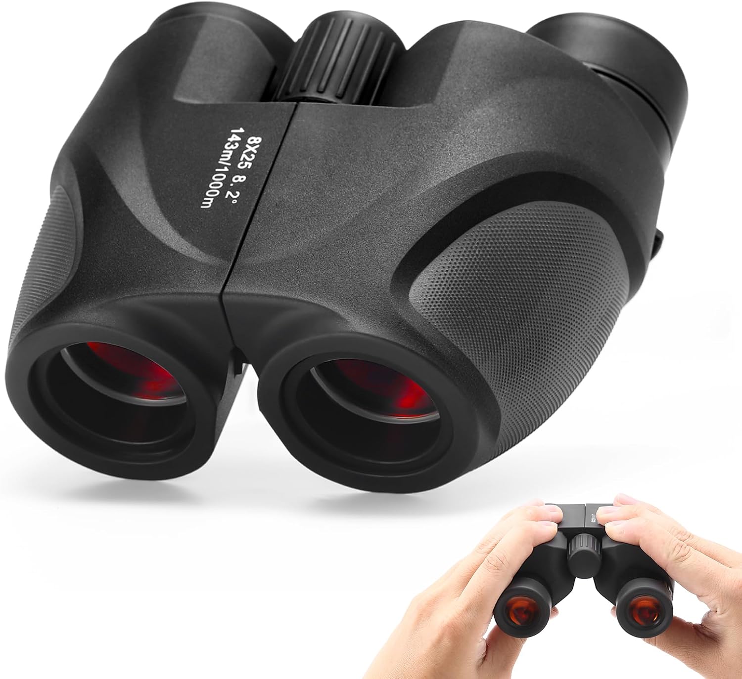 8x25mm Binoculars for Adults High Power Clear View, Easy Focus, Multi-Coated Lens, BAK-4, 21mm ED Eyepiece, Twist-up Eyecup, Magnification Compact Binocular for Hunting Bird Watching