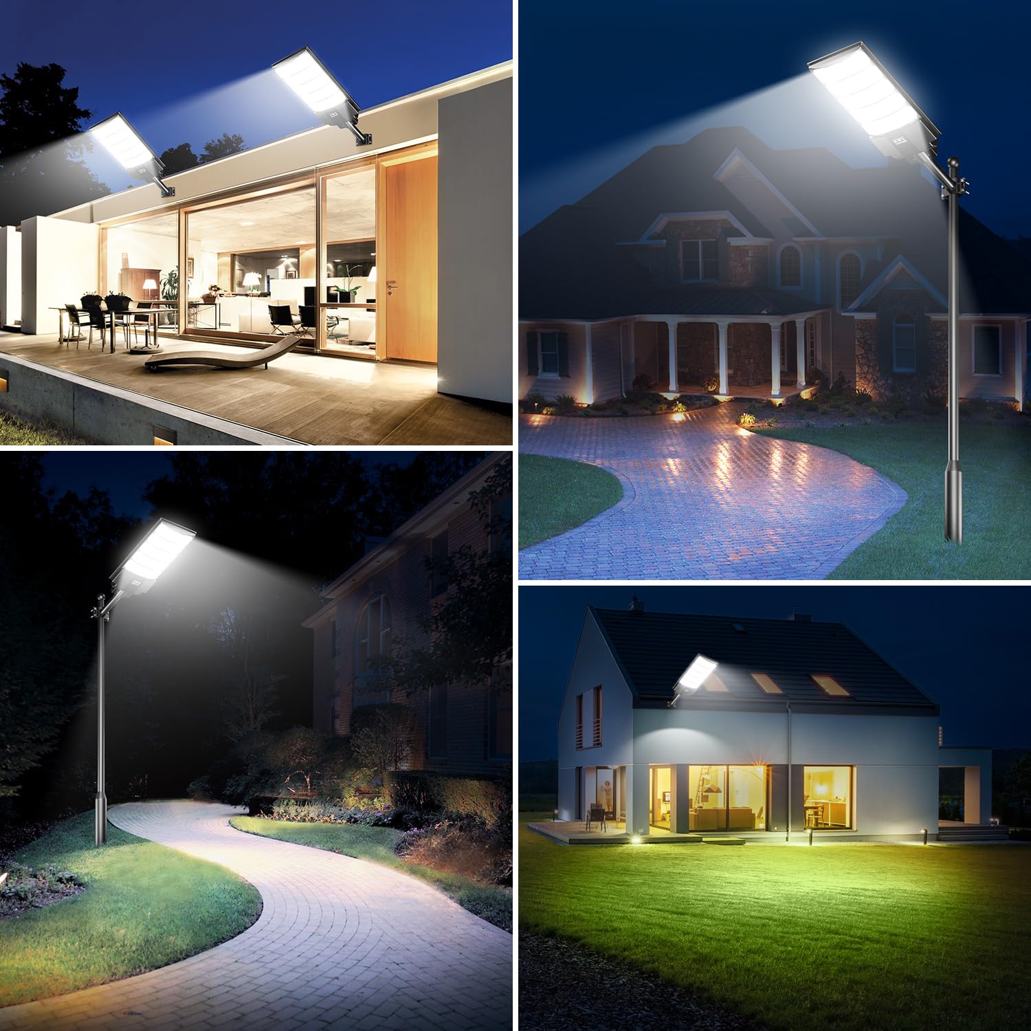 LEKIA Farolas Solares Exteriores, 8000W Potente Farola Solar con Sensor de Movimiento & Mando a Distancia, 6500K Impermeable Foco Solar Luz de Seguridad para Jardín, Patio, Parcela