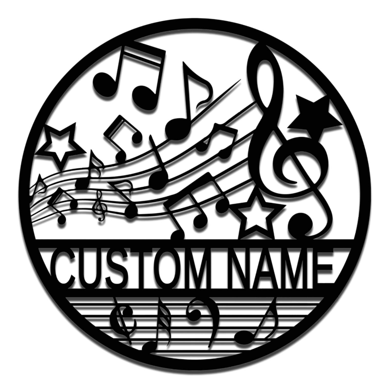 Custom Music Notes Metal Wall Decor,Personalized Music Audio Studio Name Sign,Indoor Outdoor Home Decor,Gift for Music Lover,Musician Gifts music notes