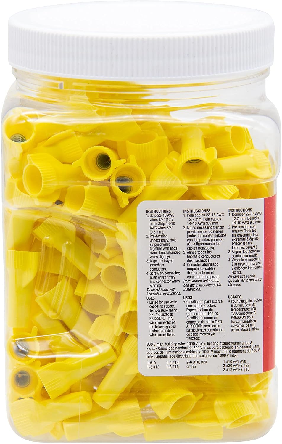 Gardner Bender 16-084 WingGard Twist-On Wire Connectors, 22-10 AWG, Electrical , Yellow, 100 Count (Pack of 1)