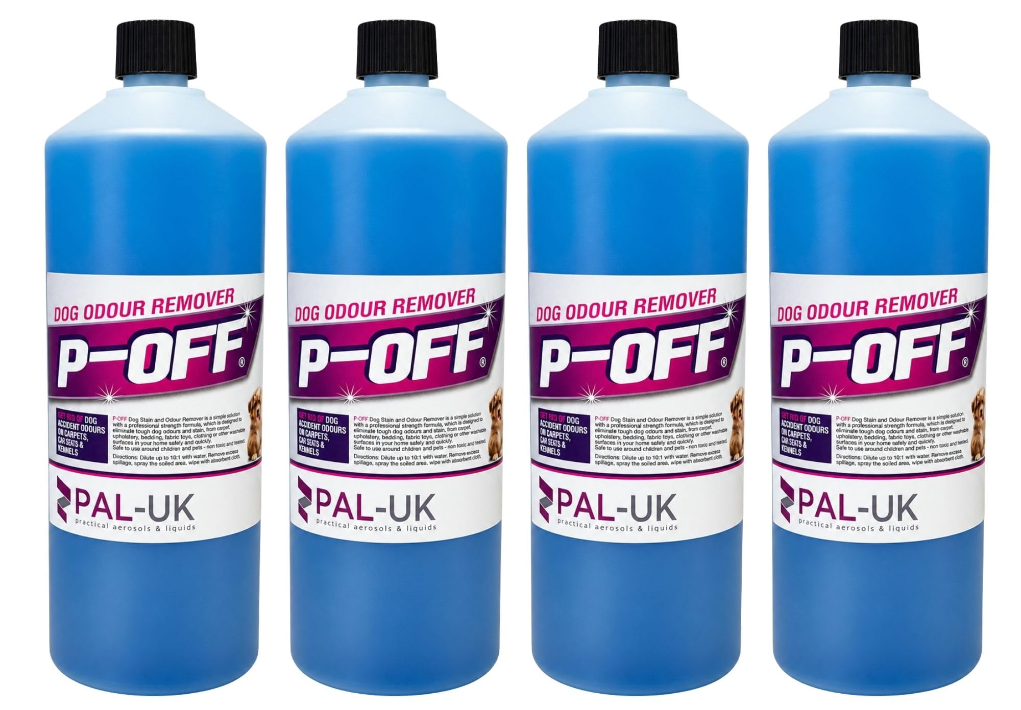 4 x 1000ml Bottles P-OFF Dog Urine Neutraliser - Bubblegum | Enzymatic Pet Odour Eliminator for Dog Urine | Safe for Pets and Children โ image 1